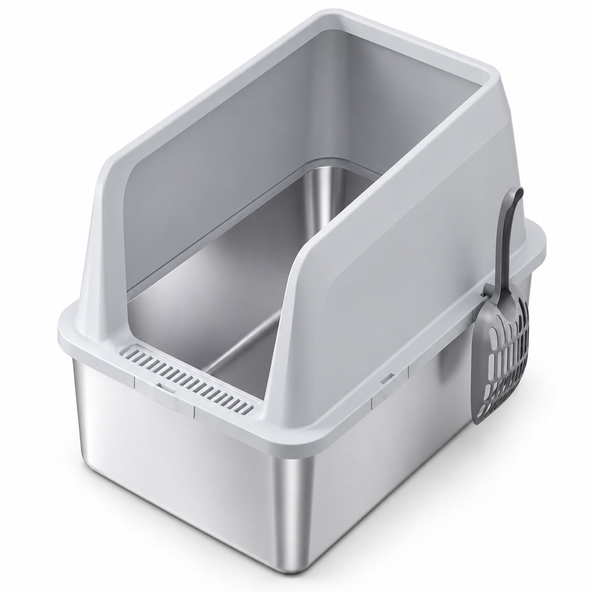 GAVPEPY Extra Large Stainless Steel Top-Entry High-Sided Cat Litter Box, 16 Options image 1 - main.jpg