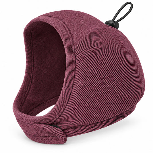 GAVPEPY Polyester Dog Ear Snood, Burgundy, Charcoal or Brown in S, M and L, for covering canine ears during supervised wind, grooming and daily routines, home, travel, grooming and outdoor walks, soft ribbed fabric, an open face and a top adjustment image 1 - main.jpg