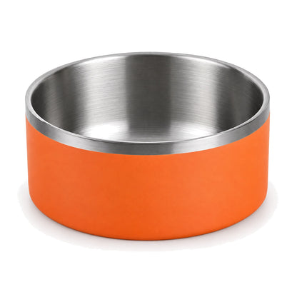 GAVPEPY Stainless Steel Deep Pet Bowl, 18 x 18 x 8 cm or 20 x 20 x 9 cm, orange outer finish, for Everyday Dog and Cat Meals or Water at Home, deep rounded bowl with a stainless interior; a practical feeding setup for daily pet-care routines image 1 - main.jpg