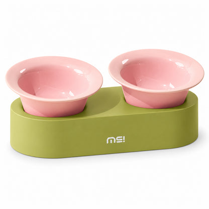 GAVPEPY Ceramic Raised Pet Bowl Collection, up to 34.5 x 15 x 12.8 cm for the paired set, seven pictured color and package options, for Everyday Dog and Cat Meals or Water at Home, raised ceramic feeding bowls in single- or double-bowl image 1 - main.jpg