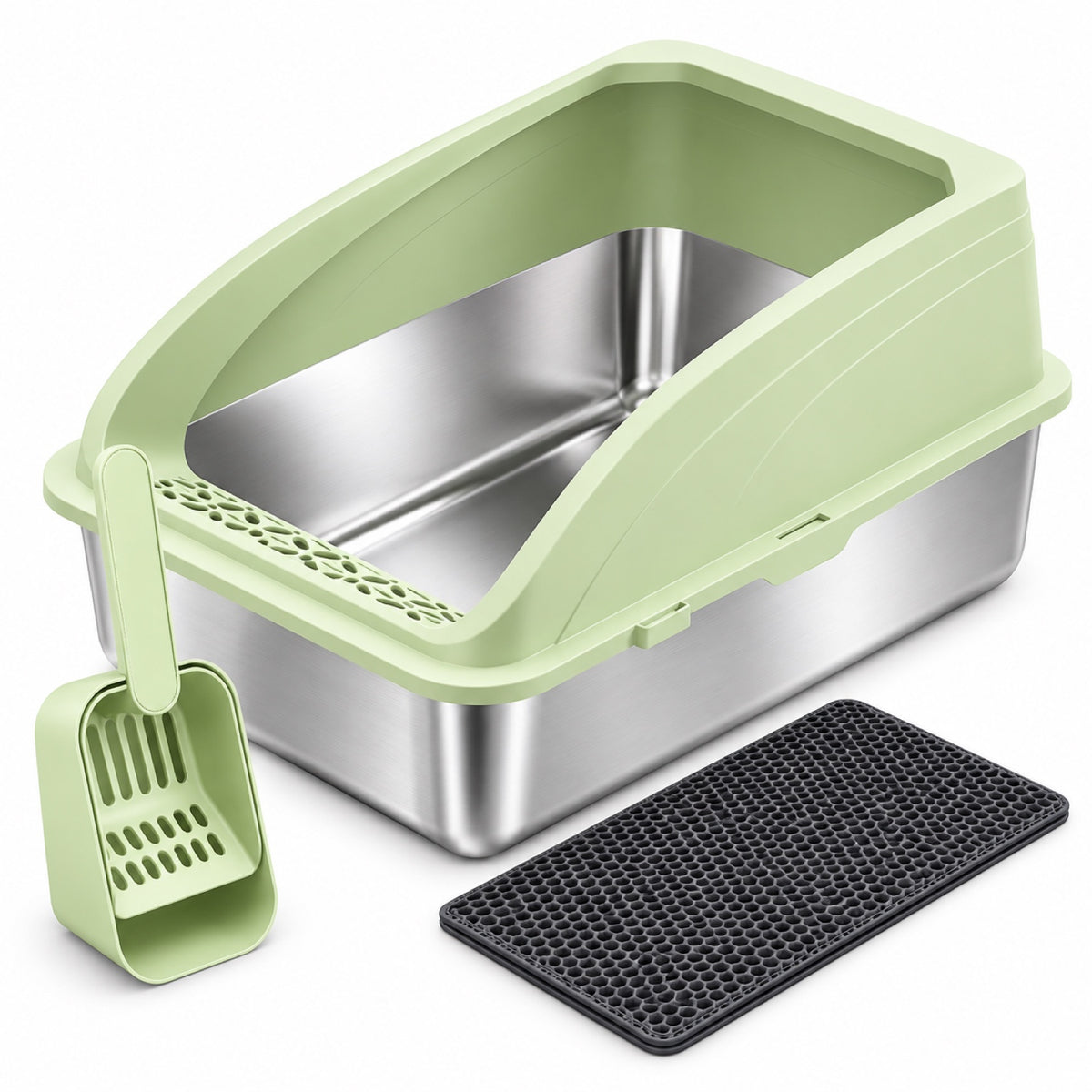 GAVPEPY Extra Large Stainless Steel High-Sided Cat Litter Box, 4 Options image 1 - main.jpg