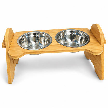 Trapezoid Bamboo Double Pet Bowl Stand, By GAVPEPY image 1 - main.jpg