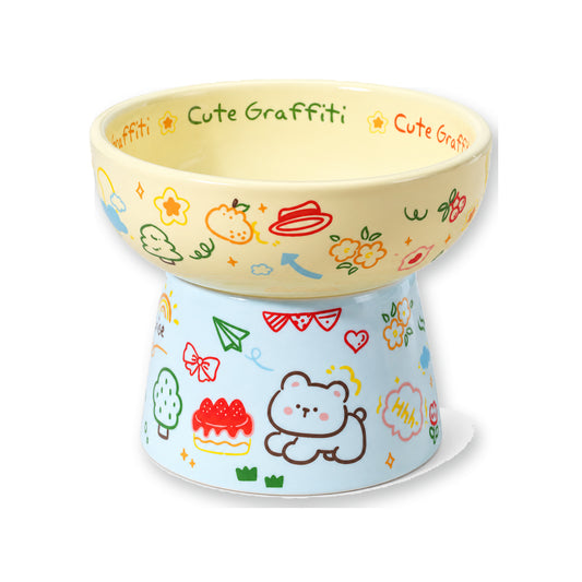 Graffiti Ceramic Pet Bowl, 6 Color Options, By GAVPEPY image 1 - main.jpg